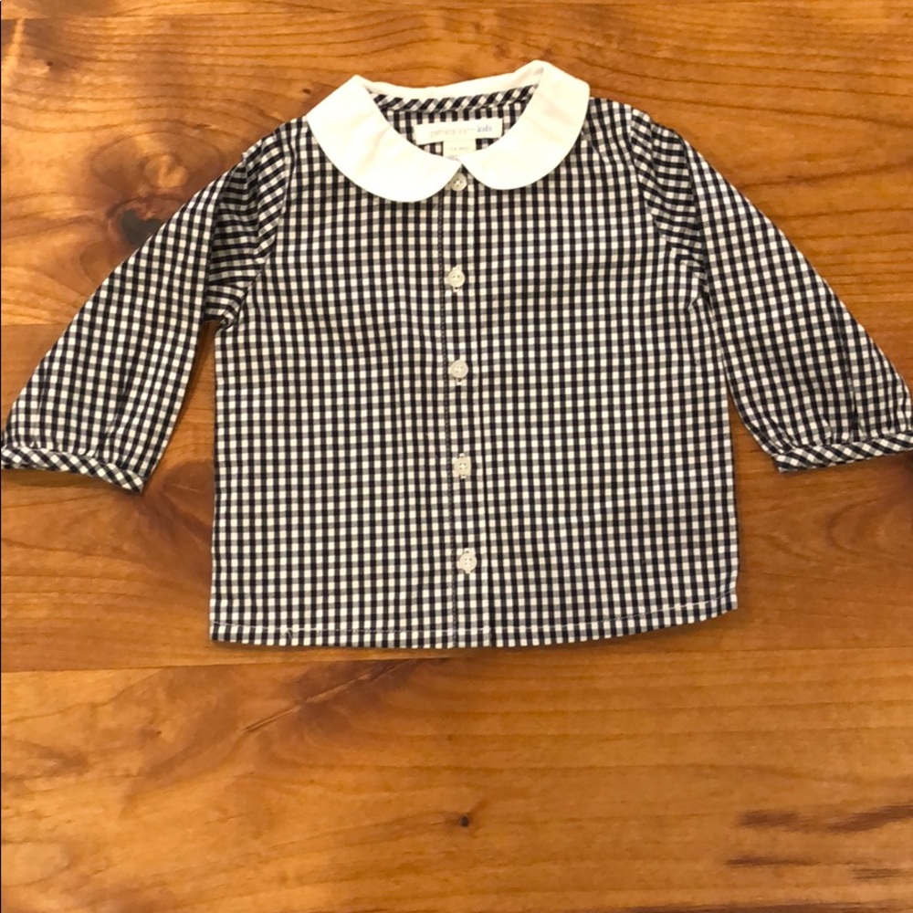 Pottery Barn gingham button down shirt NWT